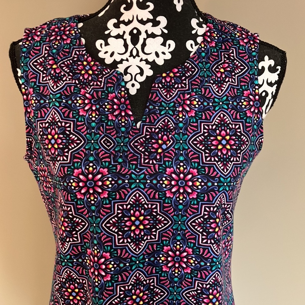 Just listed🦋Talbots print blue yellow white black yellow & green print dress